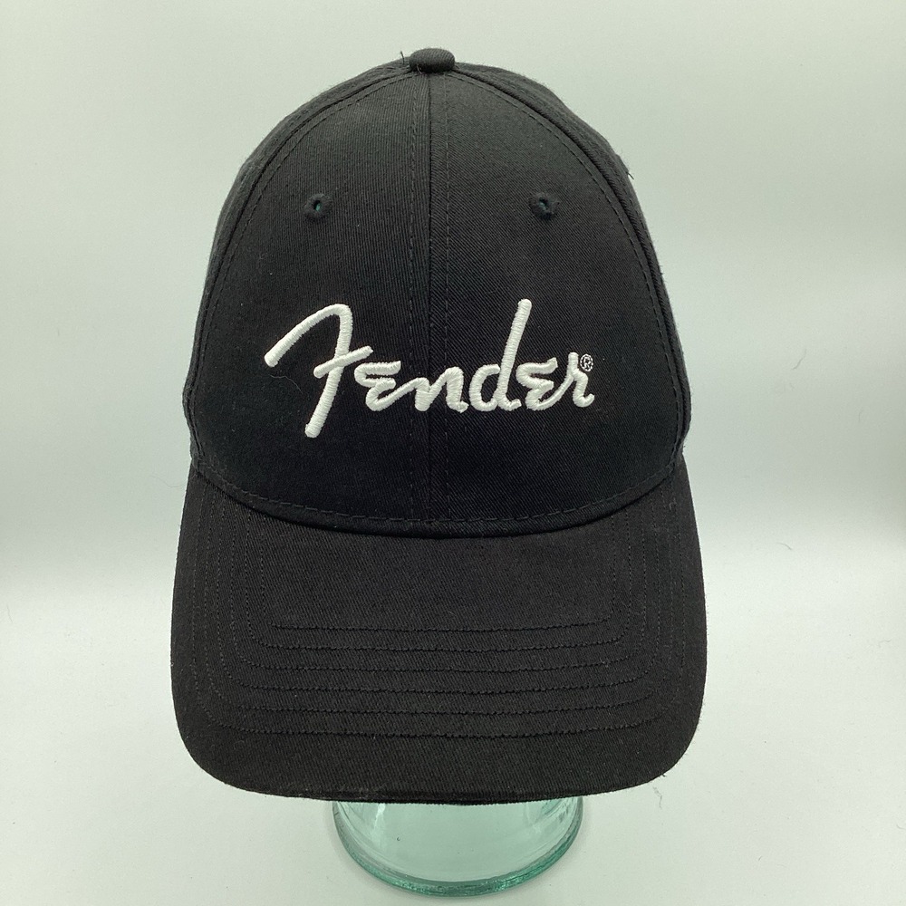 Fender Cap Baseball Strap Back Black With White Embroidered Logo Guitar Music